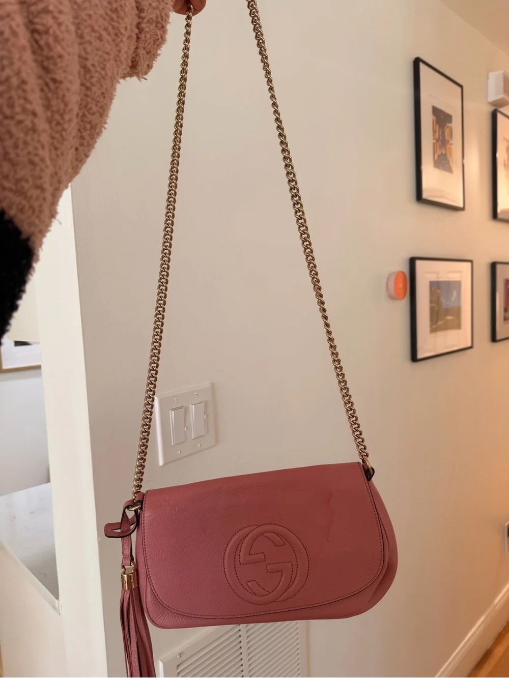 Gucci Pink Soho Crossbody with Tassel